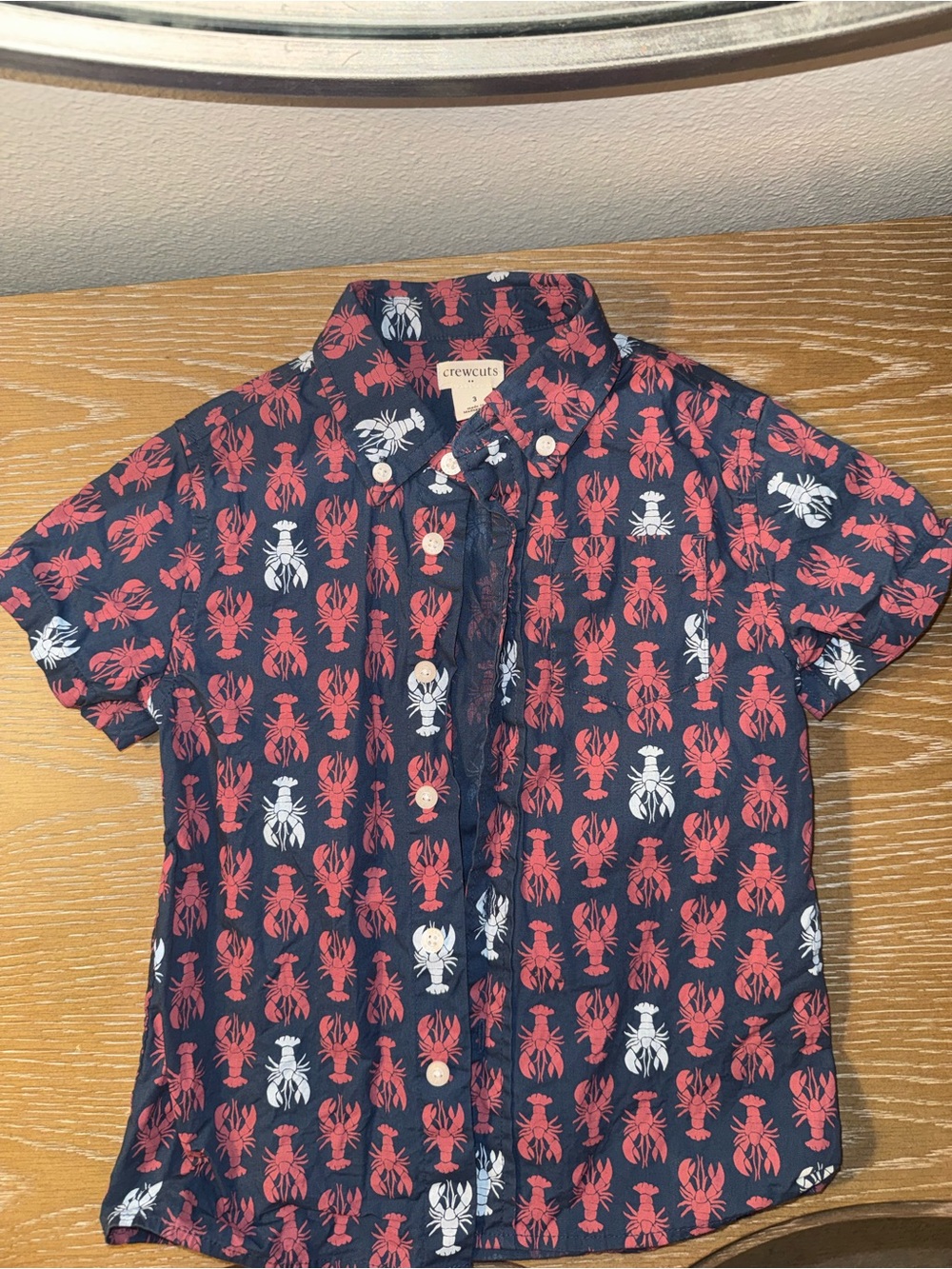 Crewcuts Navy Shirt with Red & White Lobster Print
